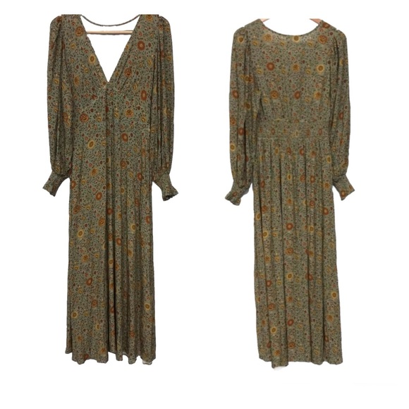NWT! Spell x Free People "The Lady Untamed" Floral Gown in Matcha Med MSRP $289 - Picture 4 of 14